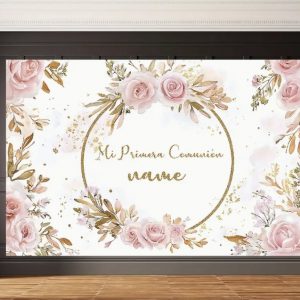 Banner de Fondo Personalizable para Fiesta "Mi Primera Comunión"