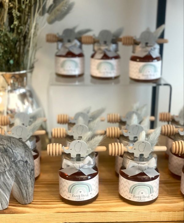 Tarros de miel personalizables para bautizos